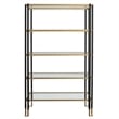 Uttermost Kentmore Contemporary Metal and Tempered Glass Etagere in Black/Gold