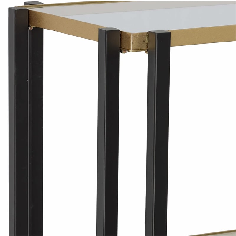 Uttermost Kentmore Contemporary Metal and Tempered Glass Etagere in Black/Gold