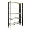 Uttermost Kentmore Contemporary Metal and Tempered Glass Etagere in Black/Gold