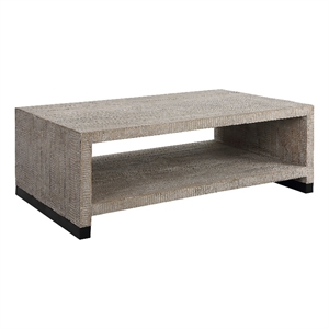 Uttermost Bosk Farmhouse Wood and Steel Coffee Table in Woodtone Brown