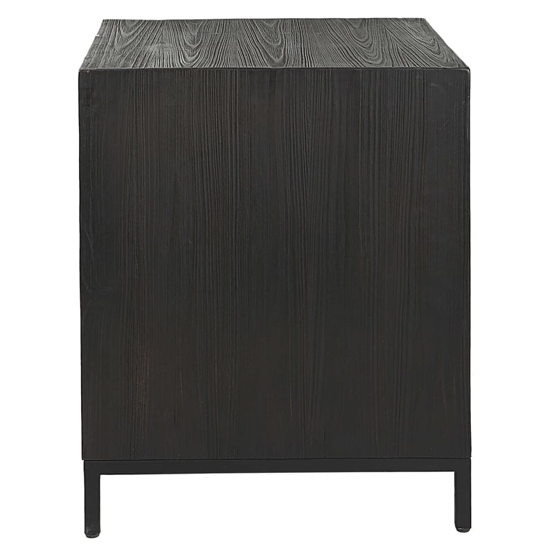 Uttermost Aiken Fir Wood and Steel Geometric Cabinet in Woodtone Brown