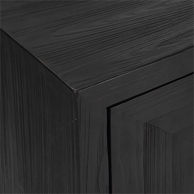 Uttermost Aiken Fir Wood and Steel Geometric Cabinet in Woodtone Brown