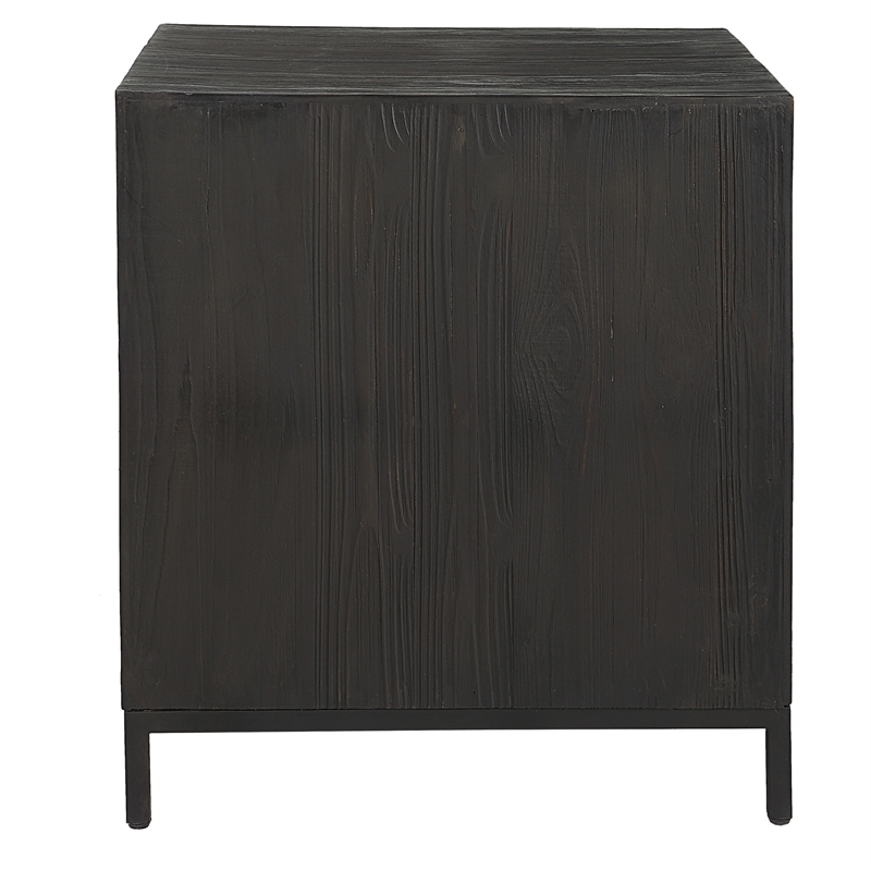 Uttermost Aiken Fir Wood and Steel Geometric Cabinet in Woodtone Brown