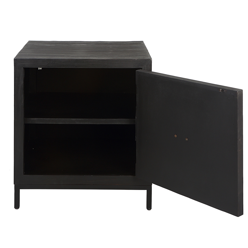Uttermost Aiken Fir Wood and Steel Geometric Cabinet in Woodtone Brown