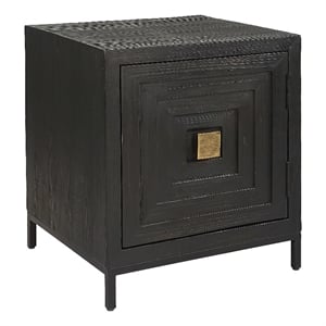 Uttermost Aiken Fir Wood and Steel Geometric Cabinet in Woodtone Brown