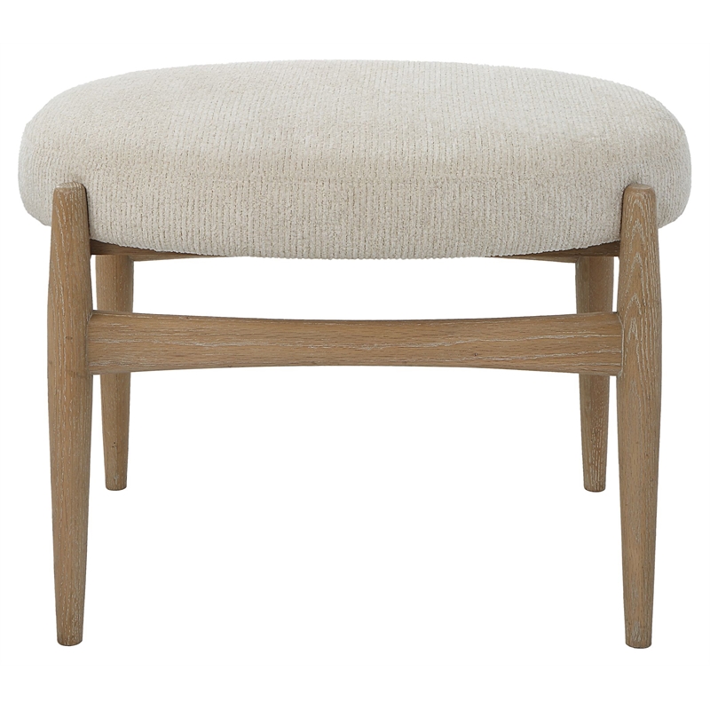 Uttermost Acrobat Wood and Fabric Small Bench in Off White/Oak