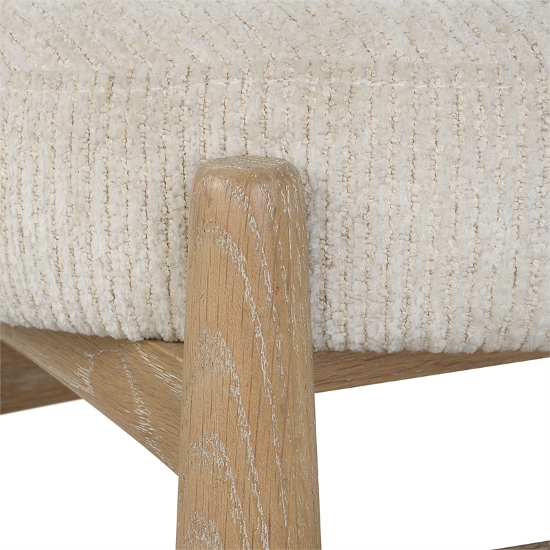 Uttermost Acrobat Wood and Fabric Small Bench in Off White/Oak