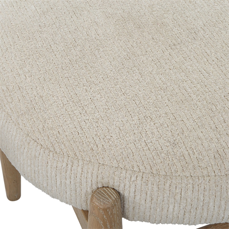 Uttermost Acrobat Wood and Fabric Small Bench in Off White/Oak
