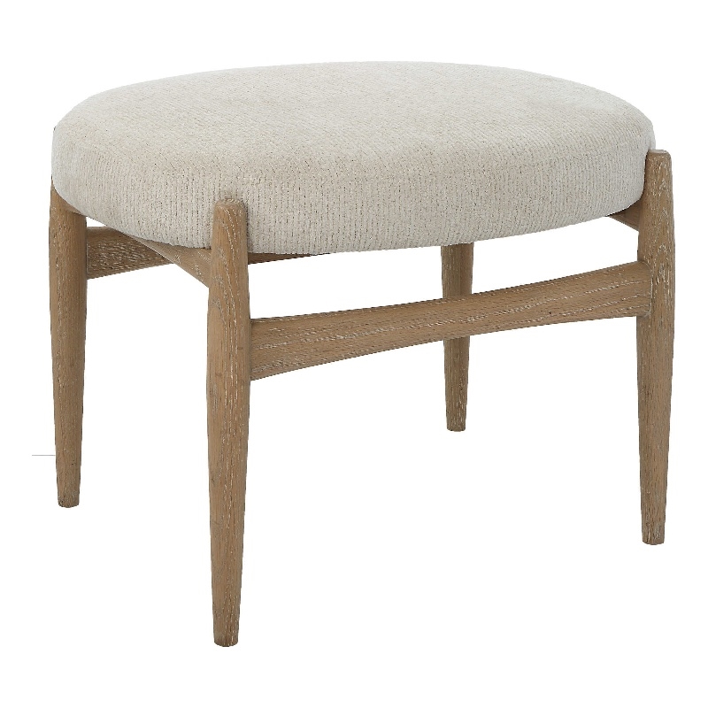 Uttermost Acrobat Wood and Fabric Small Bench in Off White/Oak