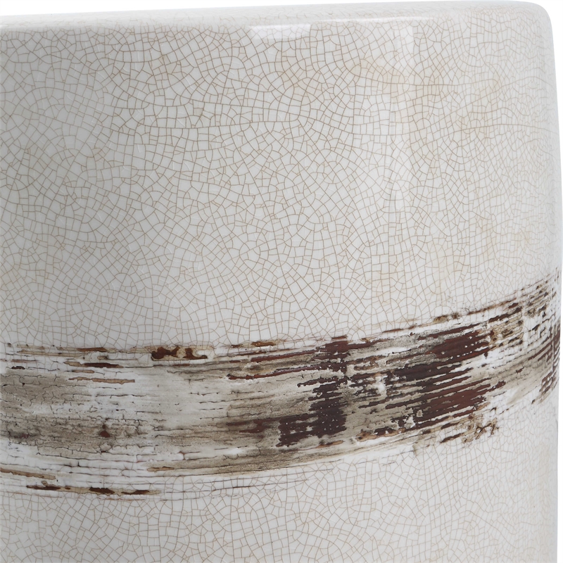 Uttermost Comanche Farmhouse Ceramic Garden Stool in Off White Finish