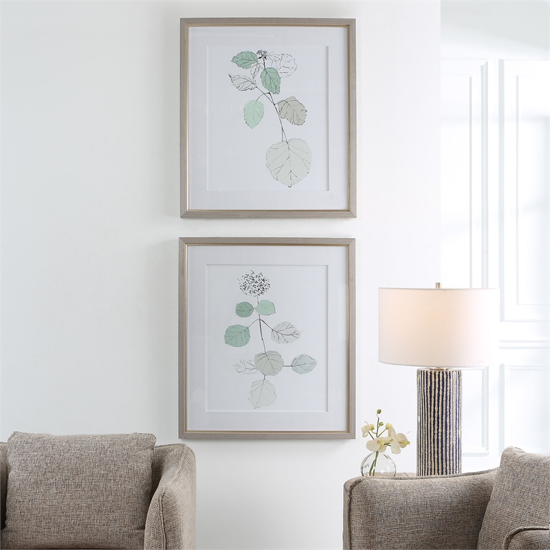 Uttermost Come What May Plastic & Paper Framed Prints in Brown/Green (Set of 2)