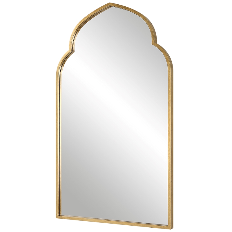 Uttermost Contemporary MDF and Iron Metal Mirror in Lightly Antiqued Gold Leaf