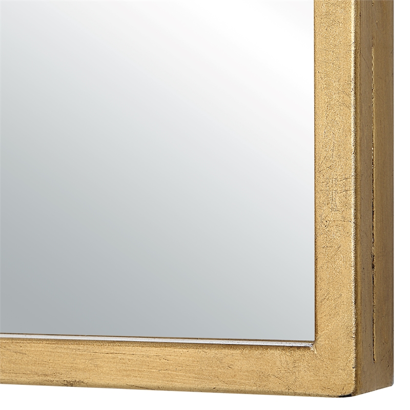 Uttermost Contemporary MDF and Iron Metal Mirror in Lightly Antiqued Gold Leaf