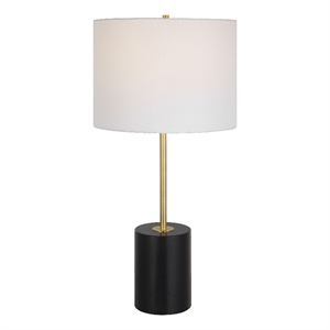 uttermost 1-light coastal metal/fabric table lamp in black/gold