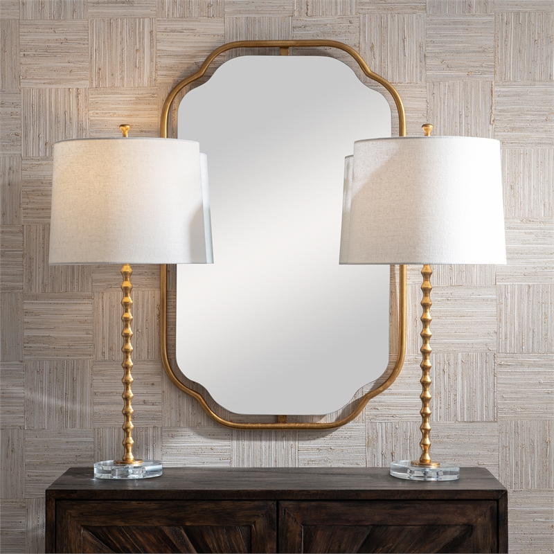 Uttermost 1-Light Coastal Metal Table Lamp in Gold/White (Set of 2)