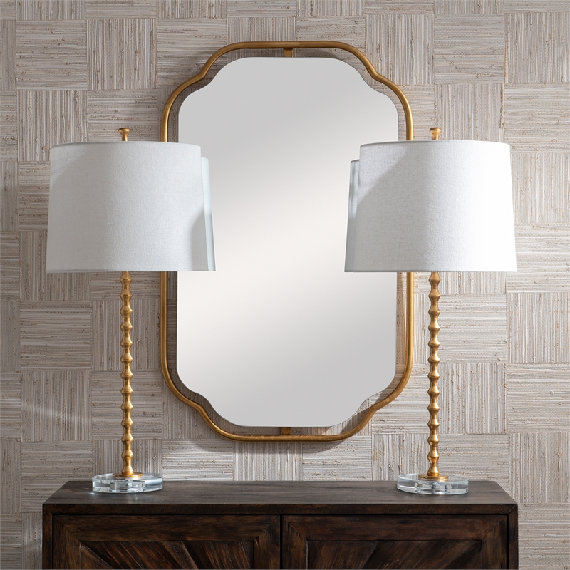 Uttermost 1-Light Coastal Metal Table Lamp in Gold/White (Set of 2)