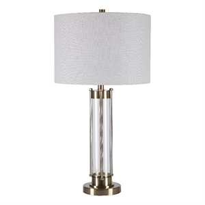 uttermost 1-light coastal metal/glass table lamp in golden brass