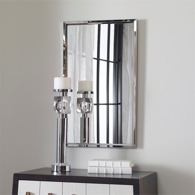 Uttermost Simple Design Contemporary Stainless Steel Mirror in Gray