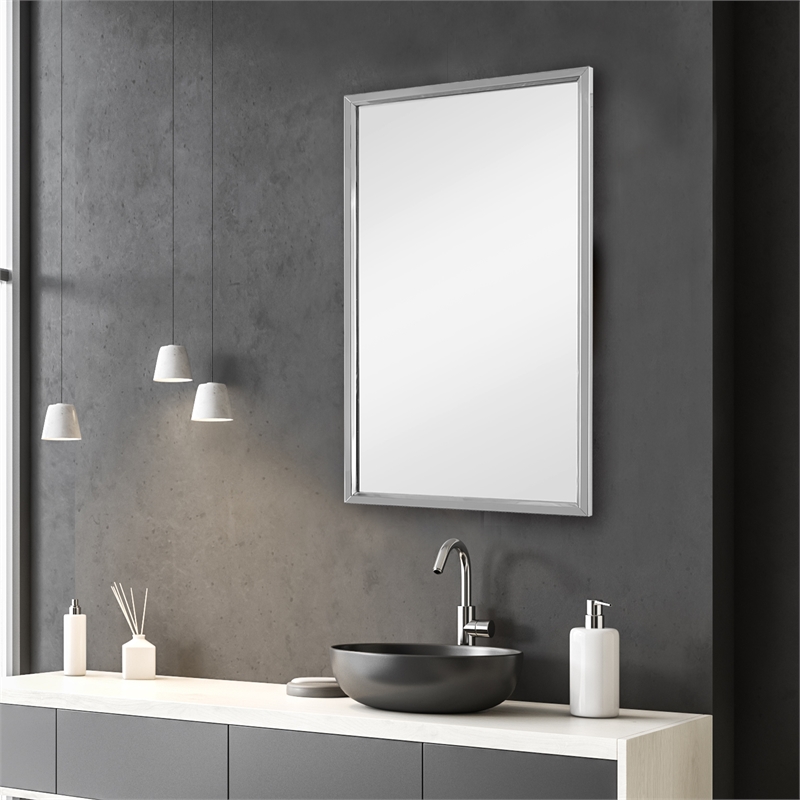 Uttermost Simple Design Contemporary Stainless Steel Mirror in Gray