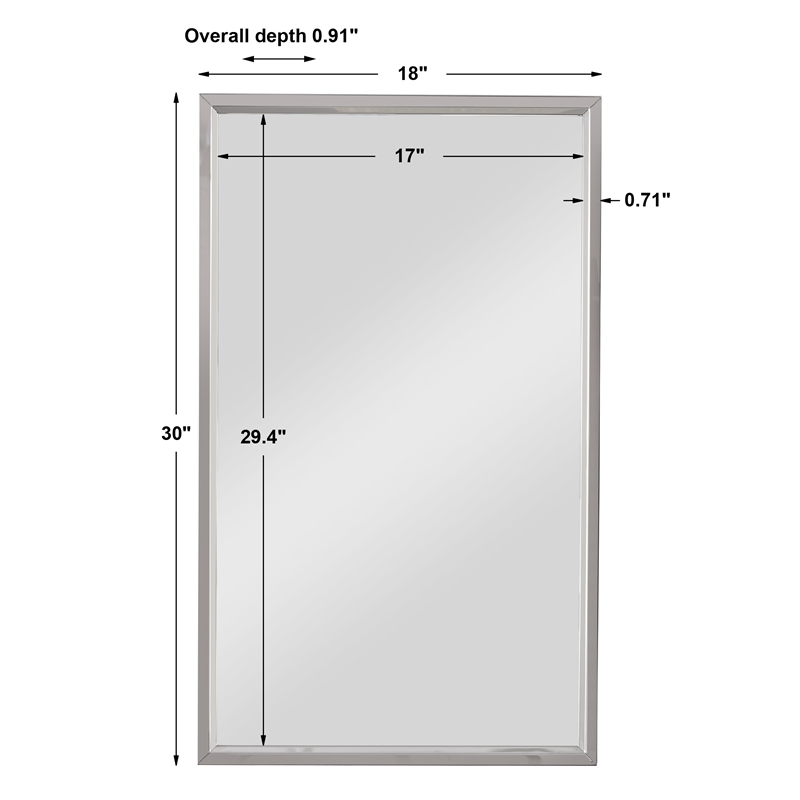 Uttermost Simple Design Contemporary Stainless Steel Mirror in Gray