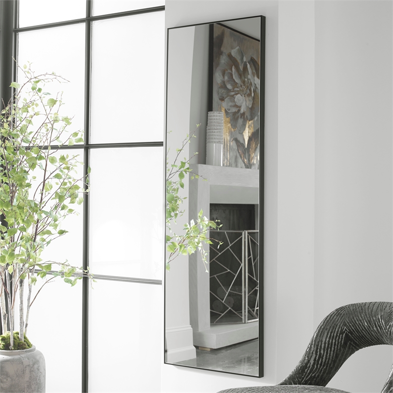 Uttermost Contemporary Polystyrene Plastic and Paper Mirror in Black