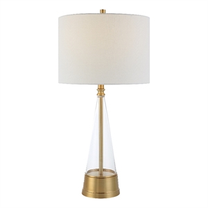 uttermost 1-light coastal metal and fabric table lamp in antique brass