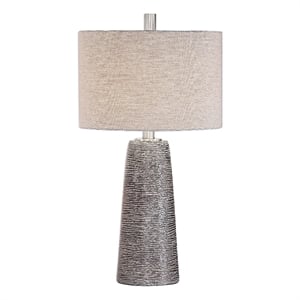 uttermost 1-light coastal ceramic table lamp in bronze/light gray