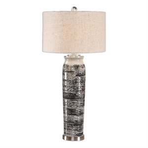 uttermost 1-light coastal ceramic table lamp in dark gray/cream
