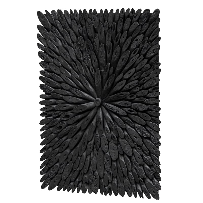Uttermost Bahama Handcrafted Contemporary Wood Wall Decor in Rustic Black