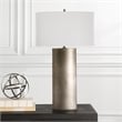 Uttermost V-Groove 1-Light Contemporary Metal & Fabric Table Lamp in Gray/White