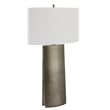 Uttermost V-Groove 1-Light Contemporary Metal & Fabric Table Lamp in Gray/White