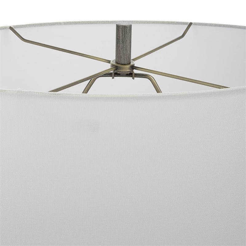 Uttermost V-Groove 1-Light Contemporary Metal & Fabric Table Lamp in Gray/White