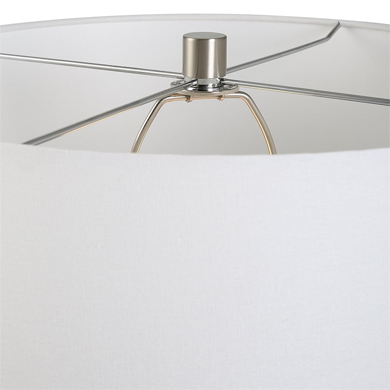 uttermost teramo 1-light ceramic & fabric table lamp in white/distressed blue