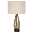 Uttermost Baltic 1-Light Glass & Fabric Table Lamp in Light Beige/Rustic Bronze