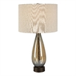 Uttermost Baltic 1-Light Glass & Fabric Table Lamp in Light Beige/Rustic Bronze
