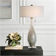 Uttermost Cardoni 2-Light Transitional Fabric & Glass Table Lamp in White/Bronze