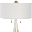 Uttermost Cardoni 2-Light Transitional Fabric & Glass Table Lamp in White/Bronze