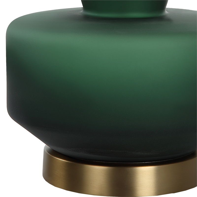 Uttermost Trentino 1-Light Glass & Fabric Table Lamp in White/Emerald Green