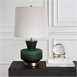 Uttermost Trentino 1-Light Glass & Fabric Table Lamp in White/Emerald Green