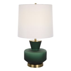 Uttermost Trentino 1-Light Glass & Fabric Table Lamp in White/Emerald Green