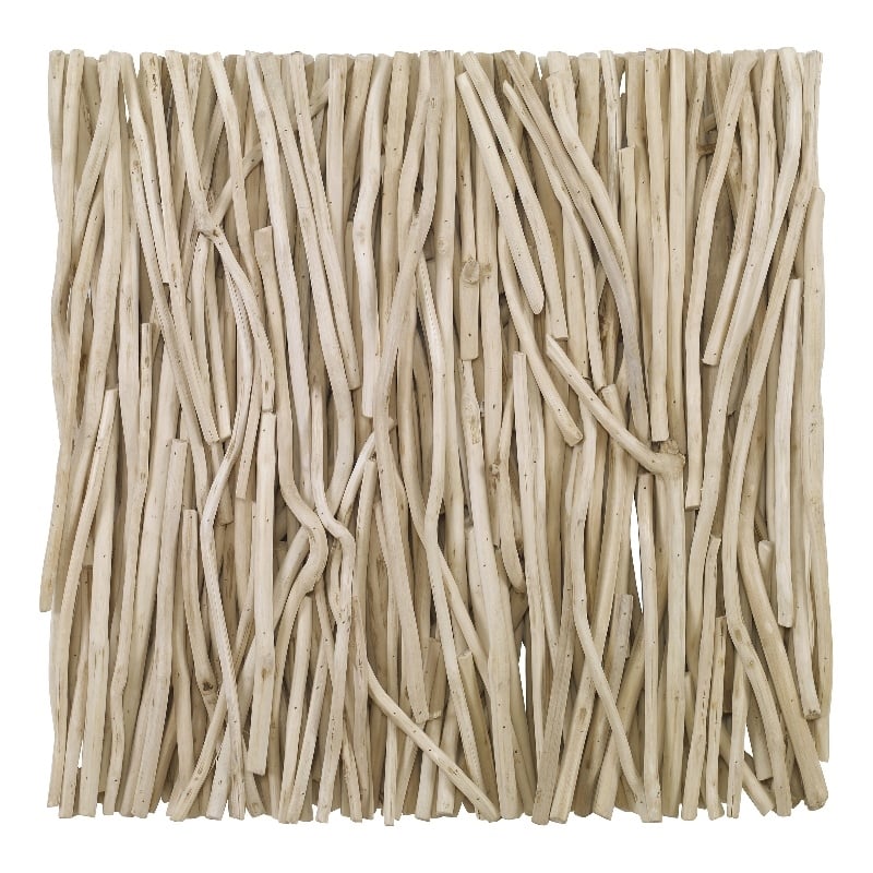 Uttermost Gathered Teak Square Transitional Wood Wall Decor in Natural