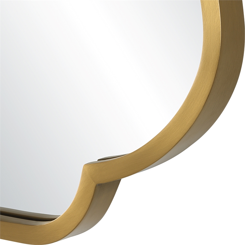 Uttermost Athena Curved Traditional Stainless Steel Mirror in Brushed Brass