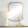 Uttermost Athena Curved Traditional Stainless Steel Mirror in Brushed Brass