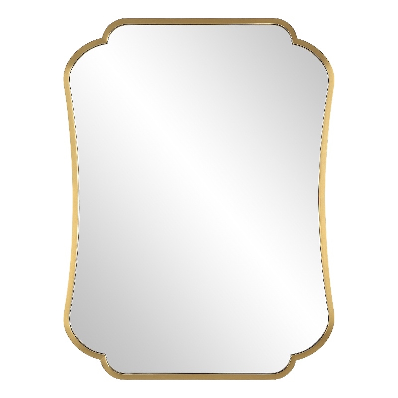 Uttermost Athena Curved Traditional Stainless Steel Mirror in Brushed Brass