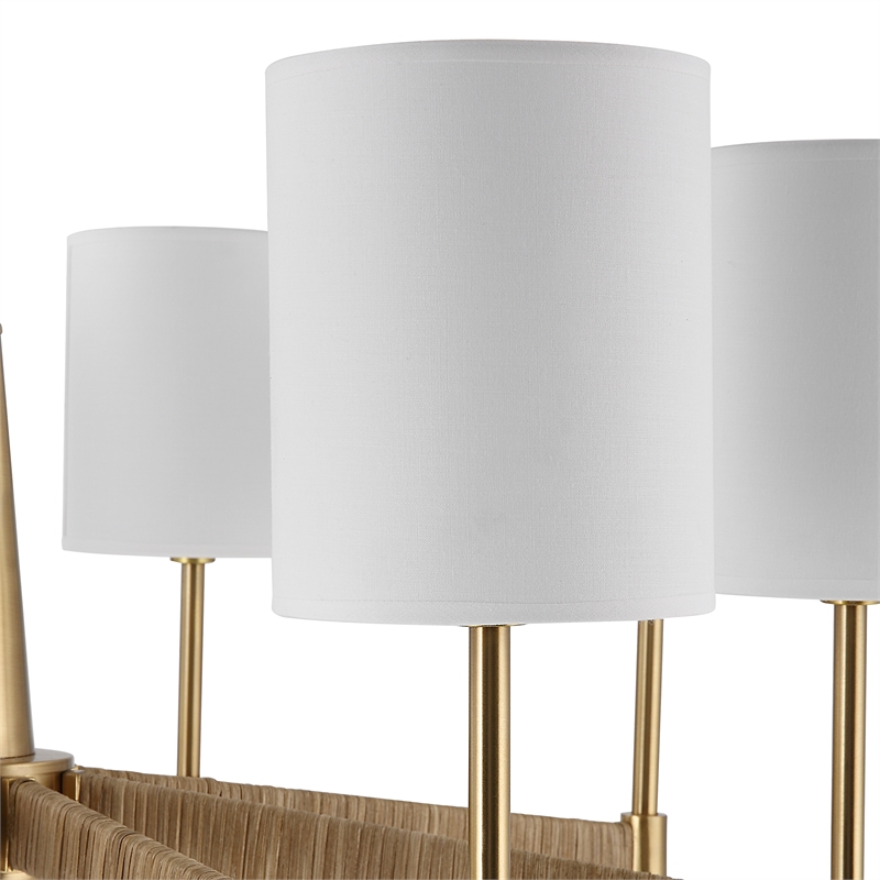 Uttermost Lautoka 8-Light Steel Metal & Fabric Chandelier in Brass/White