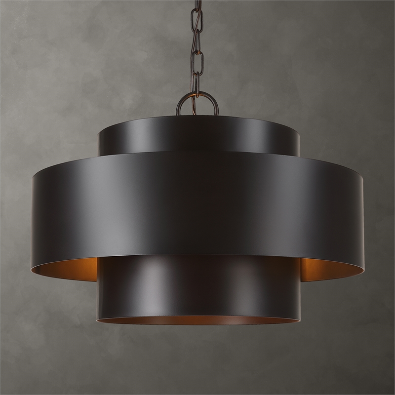 Uttermost Youngstown 4-Light Transitional Steel Metal Pendant in Dark Bronze