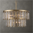Uttermost Aurelie 9-Light Round Steel Metal & Glass Pendant in Antique Brass