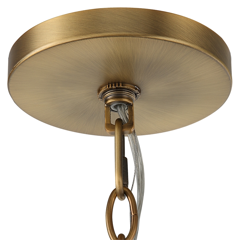 Uttermost Aurelie 9-Light Round Steel Metal & Glass Pendant in Antique Brass