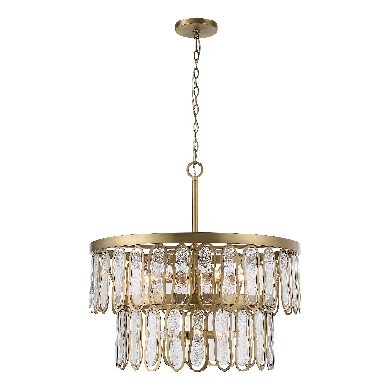 Uttermost Aurelie 9-Light Round Steel Metal & Glass Pendant in Antique Brass