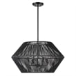Uttermost Suva 4-Light Transitional Steel & Rattan Pendant in Matte Black